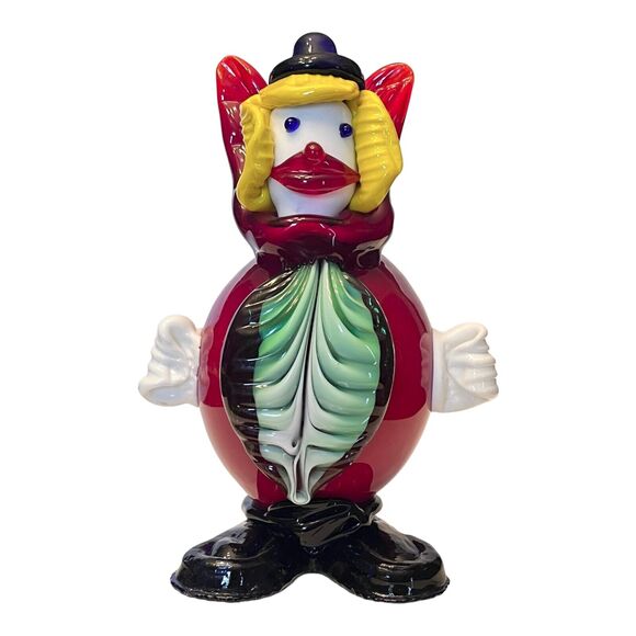 VTG Murano Italy Art Glass 7" BALL CLOWN FIGURINE Fratelli Pitau Art Paperweight - Picture 5 of 5